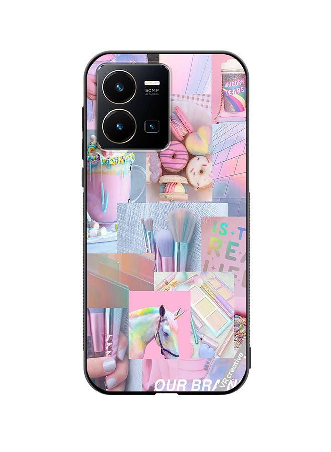 Protective Case Cover For Vivo Y35 Pink Design College Design Multicolour