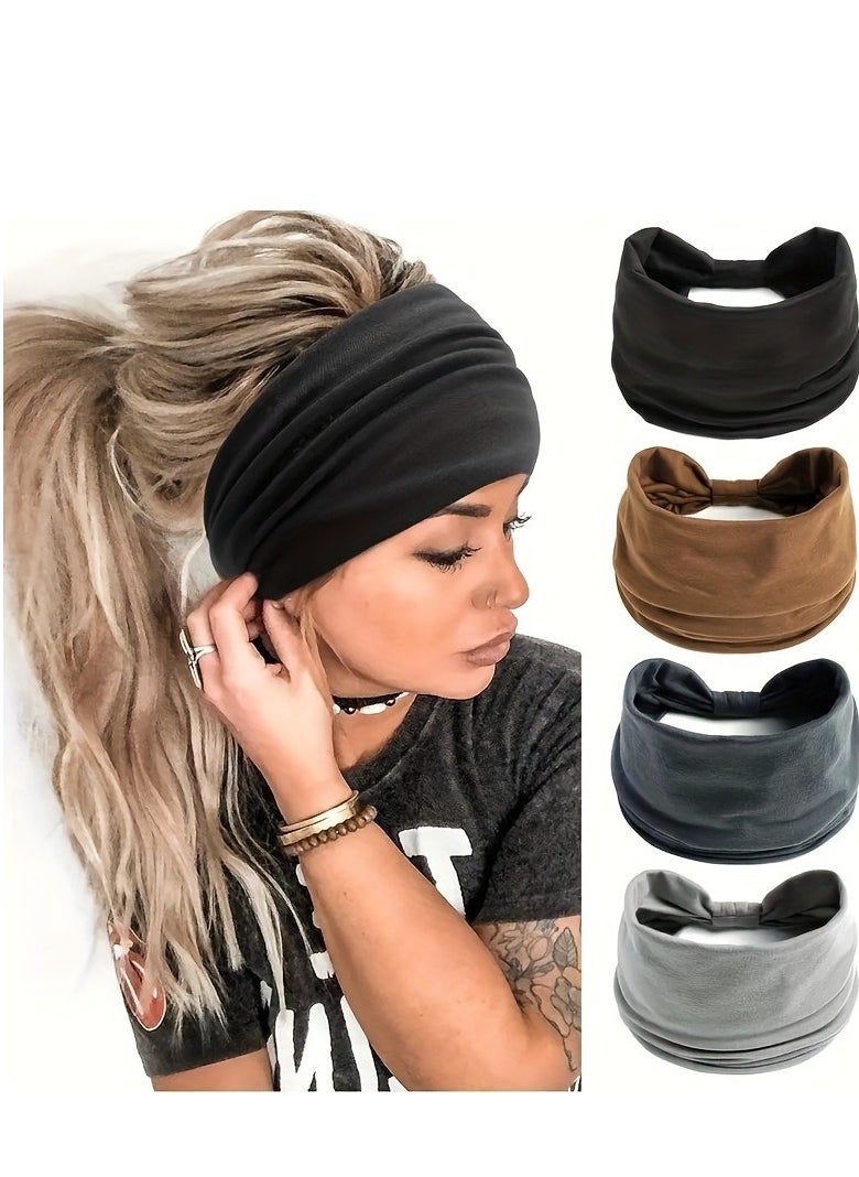 Generic 1pc Ultra-Comfortable Wide Brim Sweatband for Women - Moisture-Wicking, Elastic, and Quick-Drying - Perfect for Fitness, Yoga, Running, Cycling, Basketball, and Outdoor Activities  - Image 1