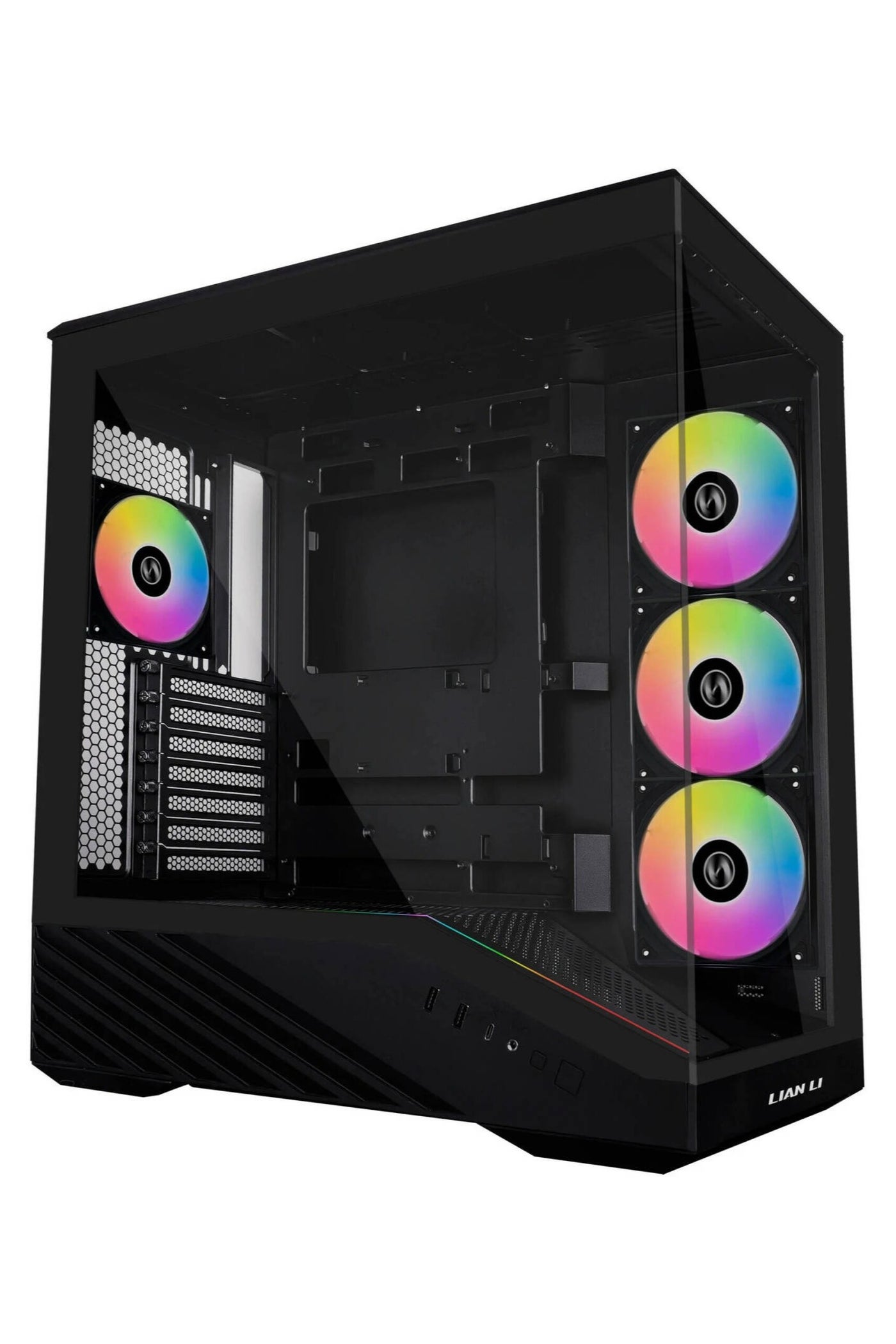 Vector V100RX ATX Mid-Tower PC Case, Tempered Glass Side Panel, Front ARGB Strip, 4× Pre-Installed 120mm PWM ARGB Fans, Back-Connect Motherboard Support, USB 3.1 Type-C, Tool-Free Cable Management, PSU Shroud, Black | V100RX