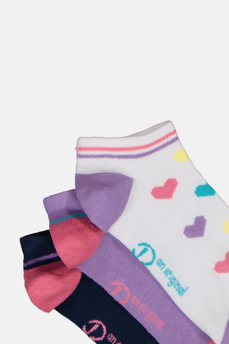 Original Penguin Kids Girl 5 Pairs Stripe Ankle Socks, Multicolor - Image 2