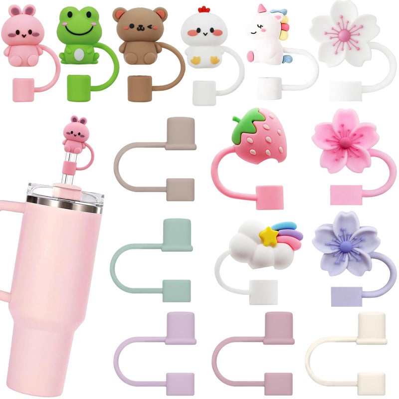 GGDECA 15Pcs Straw Toppers for Stanley Cup, Silicone 10mm Straw Cover Cap for Stanley 30 40oz Tumblers, Reusable Lid Accessories - Image 1