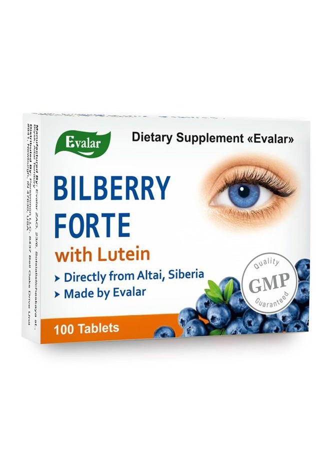 Evalar Blueberry Forte with Lutein Vitamins & Zinc Mineral Supplement 100 Tabы Эвалар Черника Форте Лютеин Цинк Витамины - Image 1