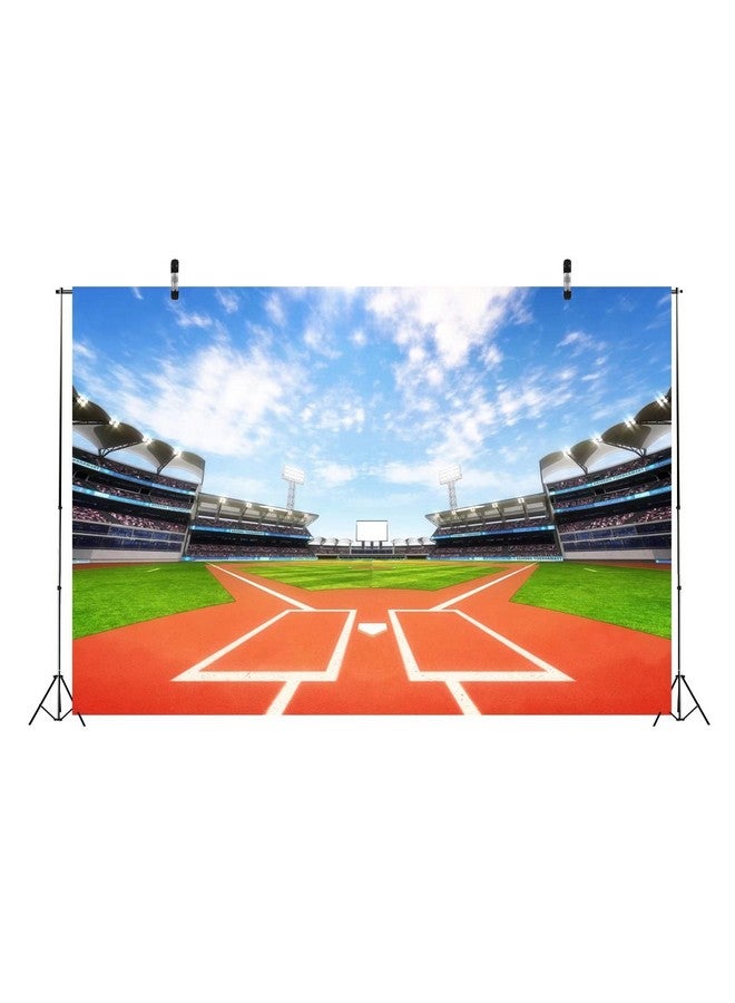 BELECO خلفية ملعب البيسبول 8X6 قدم قماش خلفية رياضية خارجية لجلسات التصوير ملعب العشب الأخضر سماء زرقاء سحاب خلفية زينة حفلة استحمام الأطفال الأولاد عيد ميلاد تصوير Props - Image 5