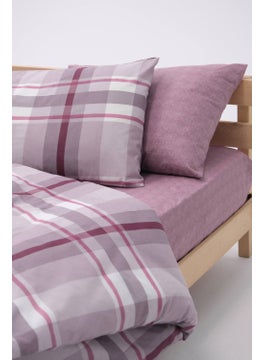 Plaid Cotton Single Duvet Cover Set with Elastic Sheets - Purple - pzsku/Z592753217E7E24FB44C6Z/45/_/1725795030/49fcd34e-608b-49ea-8b3f-dd1f4d8dfd6c