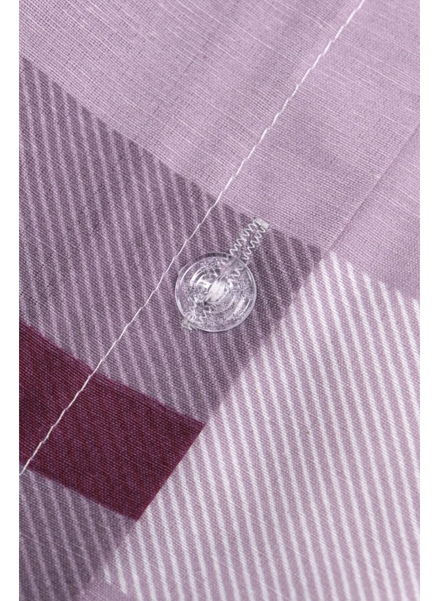 Favora Plaid Cotton Single Duvet Cover Set with Elastic Sheets - Purple
