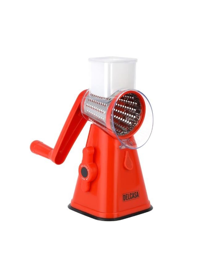 DELCASA 3-in-1  Manual Rotary Drum Grater with Stainless Steel  3 Interchangeable Blades, Round Vegetable Slicer - Image 2