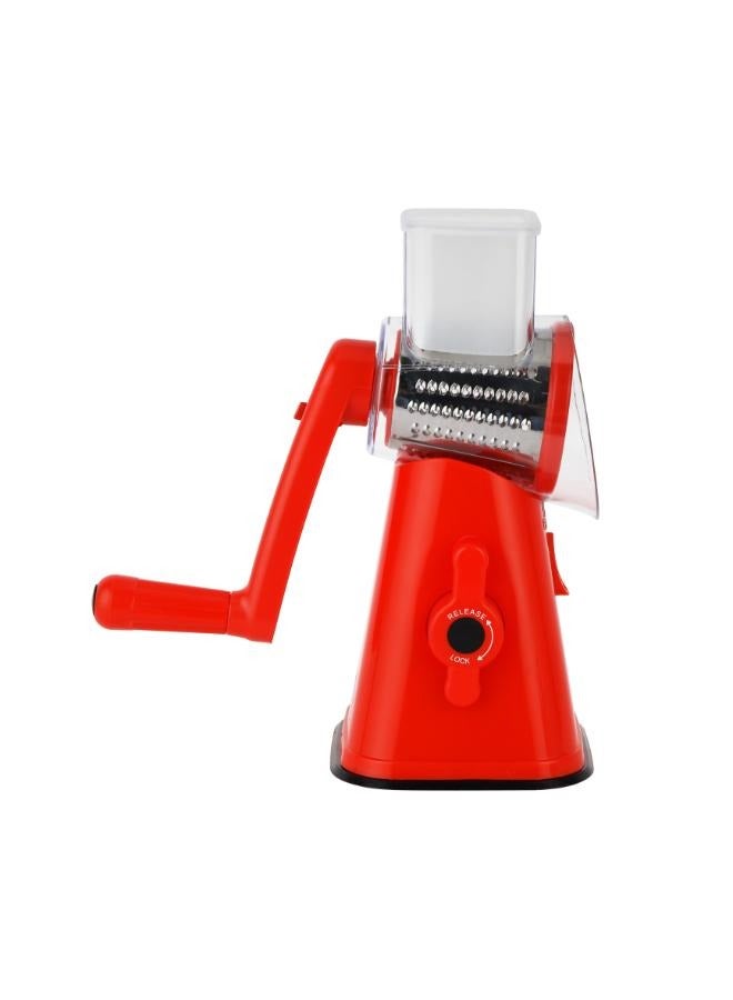 DELCASA 3-in-1  Manual Rotary Drum Grater with Stainless Steel  3 Interchangeable Blades, Round Vegetable Slicer - Image 3