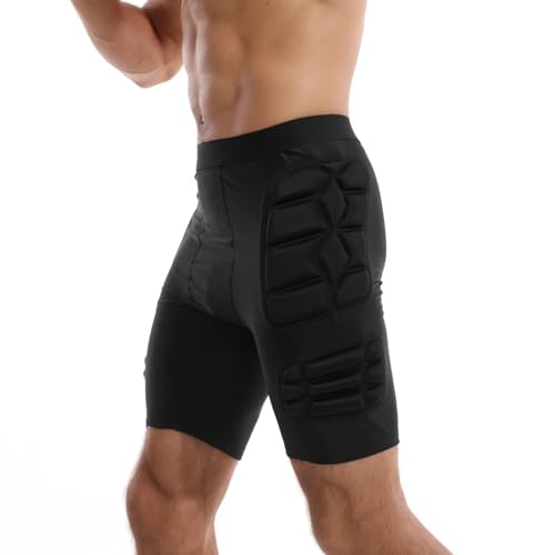 Topeter Protective Padded Soccer Goalie Shorts, Football Goalkeeper Impact Protection Undershorts M Black - Image 4
