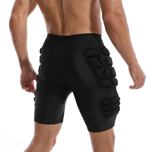 Topeter Protective Padded Soccer Goalie Shorts, Football Goalkeeper Impact Protection Undershorts M Black - Image 3