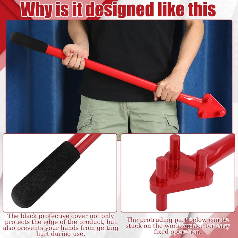 Tondiamo Tondiamo Rebar Bender Manual Hand Operated to 58 Bar Reverse Head Bending Machine Manual Rebar Bender Metal Bending Tools for Flat Steel and Steel Rod Red  - Image 3