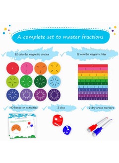 Simply magic 166 Pcs Magnetic Fractions Activities Class Set - Magnetic Fraction Strips & Tiles, Perfect Fraction Manipulatives, Fraction Circles, Bars, Fraction Tools For Kids, Math Manipulatives  - Image 3