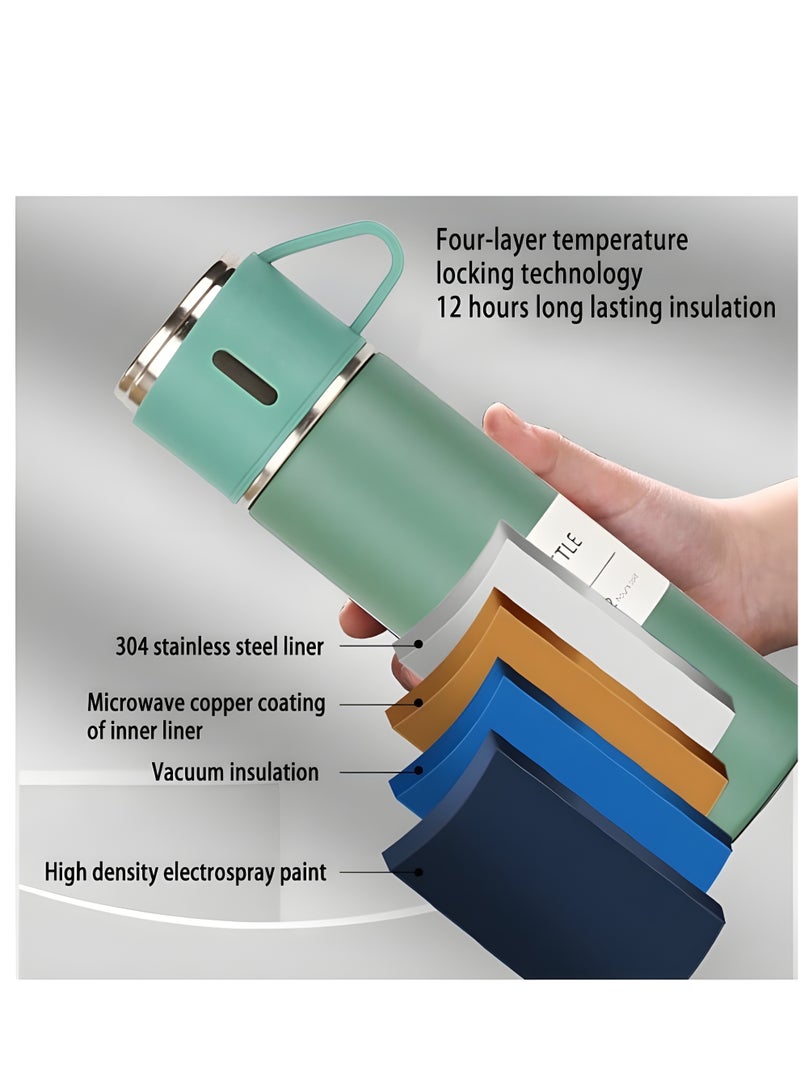 Vacuum Flask 500 ml Vacuum‑Insulated Stainless‑Steel Travel Mug – Double‑Layer Thermos with 3 Interlocking Lids/Cups, BPA‑Free - Image 4