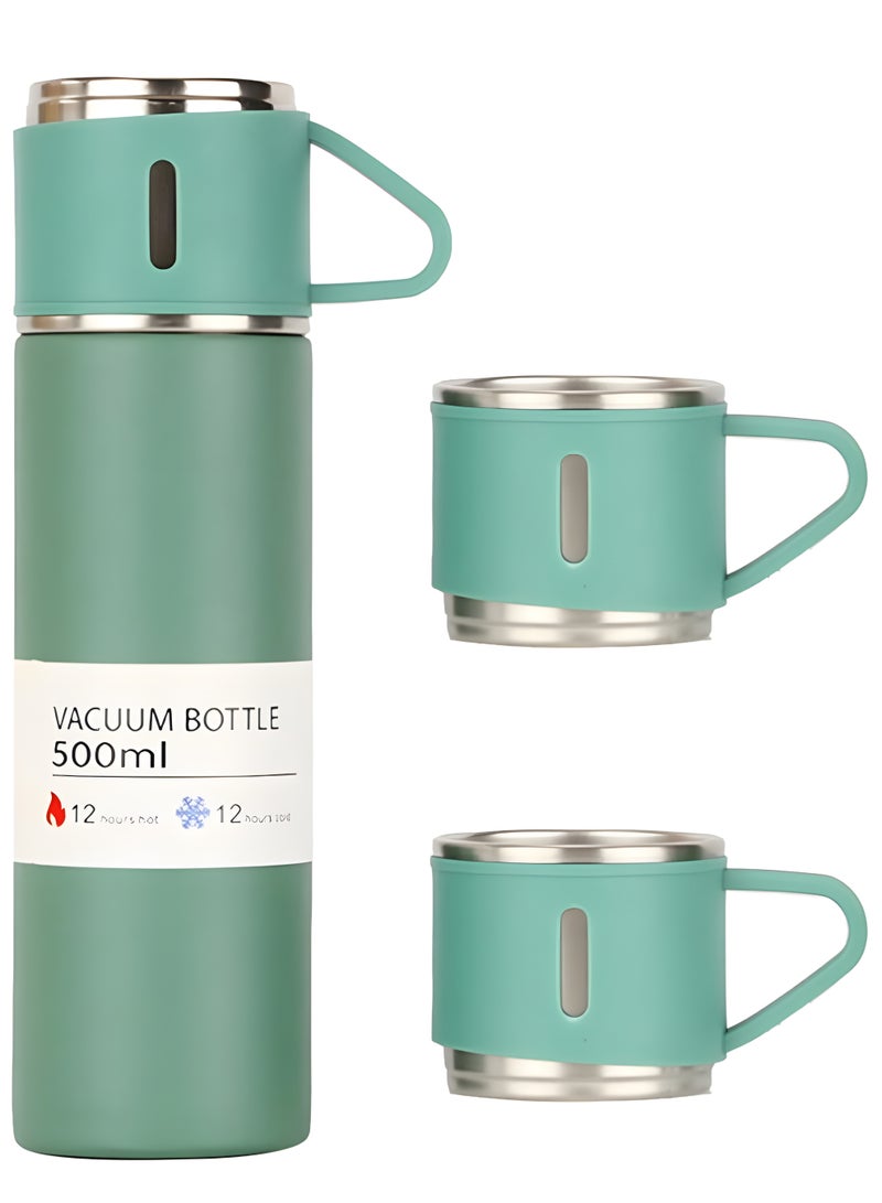 Vacuum Flask 500 ml Vacuum‑Insulated Stainless‑Steel Travel Mug – Double‑Layer Thermos with 3 Interlocking Lids/Cups, BPA‑Free - Image 1