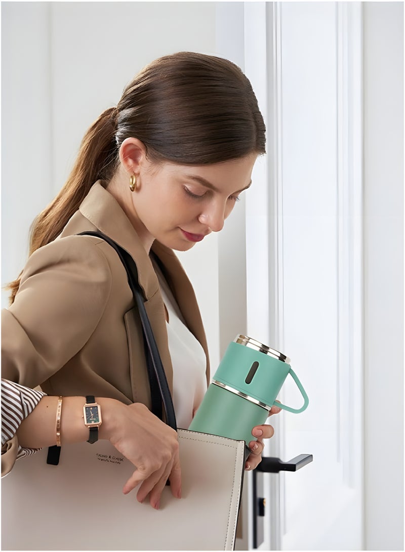 Vacuum Flask 500 ml Vacuum‑Insulated Stainless‑Steel Travel Mug – Double‑Layer Thermos with 3 Interlocking Lids/Cups, BPA‑Free - Image 3