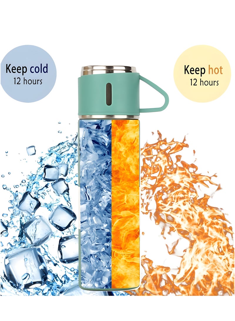 Vacuum Flask 500 ml Vacuum‑Insulated Stainless‑Steel Travel Mug – Double‑Layer Thermos with 3 Interlocking Lids/Cups, BPA‑Free - Image 2