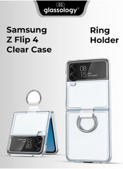 glassology Samsung Galaxy Z Flip 4 Clear Case with Ring Holder Slim Thin Crystal Hard PC Shockproof Protective Phone Cover for Flip 4 5G  - Image 1