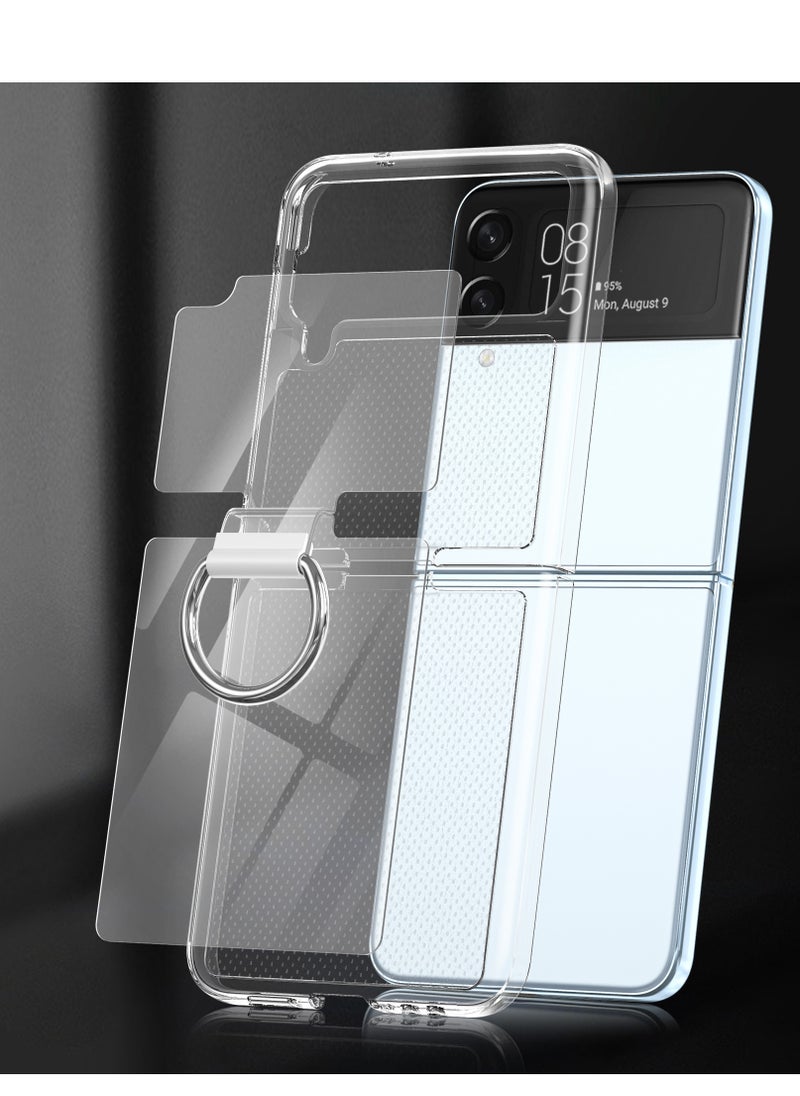 glassology Samsung Galaxy Z Flip 4 Clear Case with Ring Holder Slim Thin Crystal Hard PC Shockproof Protective Phone Cover for Flip 4 5G  - Image 2