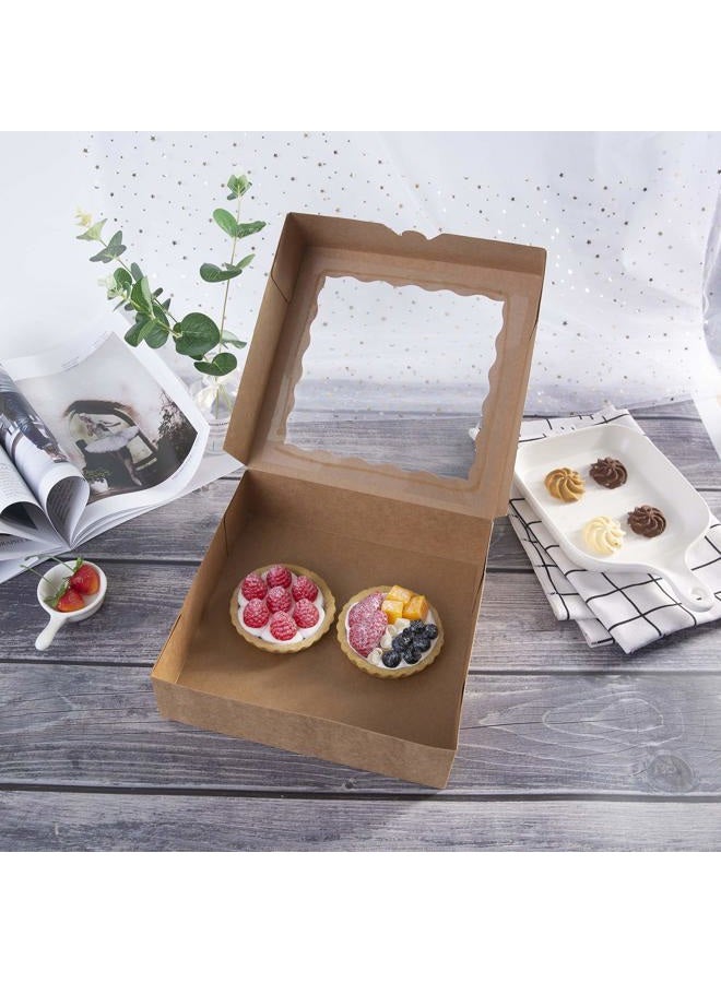 Onemore 10inch Natural Kraft Bakery Pie Boxes With PVC Windows,Large Cookie box 10x10x2.5inch 12 of Pack (Brown,12) - Image 5