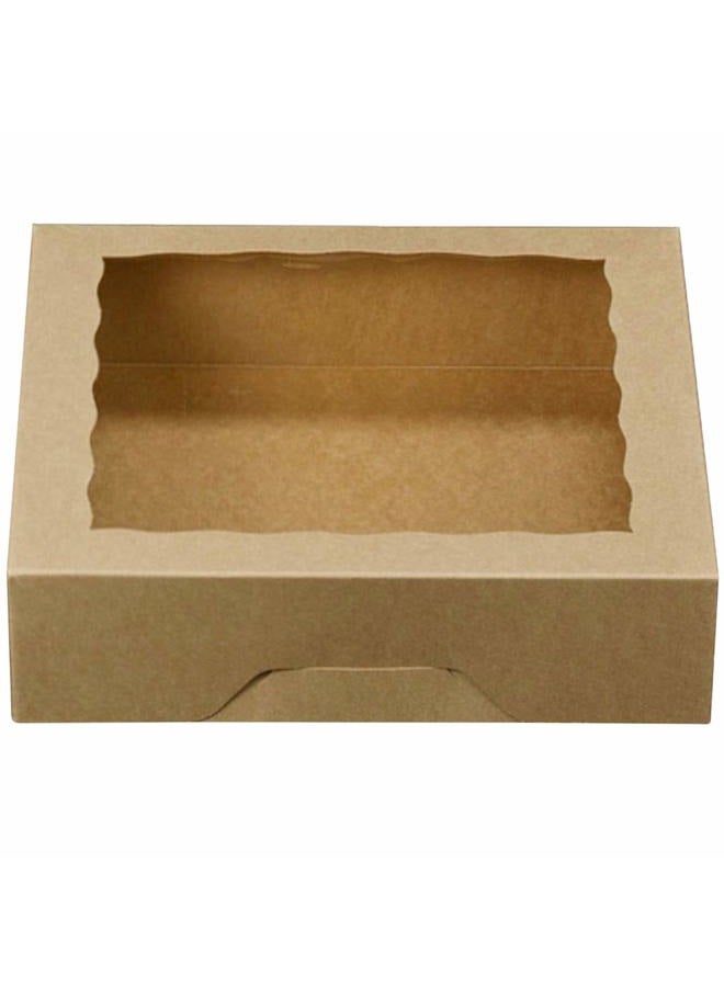 Onemore 10inch Natural Kraft Bakery Pie Boxes With PVC Windows,Large Cookie box 10x10x2.5inch 12 of Pack (Brown,12) - Image 1