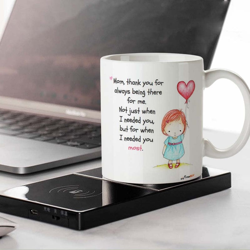 FirseBUY Gifts for Mom Coffee Mug 11 oz Mom Thank You for Always Being There for me Quotes Printed Funny Ceramic Coffee Mug from Daughter Son Husband to Wife Family Friends 1 Pcs - Image 3
