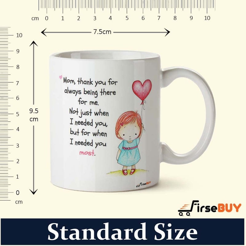 FirseBUY Gifts for Mom Coffee Mug 11 oz Mom Thank You for Always Being There for me Quotes Printed Funny Ceramic Coffee Mug from Daughter Son Husband to Wife Family Friends 1 Pcs - Image 5