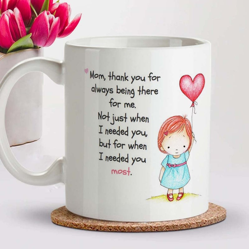 FirseBUY Gifts for Mom Coffee Mug 11 oz Mom Thank You for Always Being There for me Quotes Printed Funny Ceramic Coffee Mug from Daughter Son Husband to Wife Family Friends 1 Pcs - Image 2