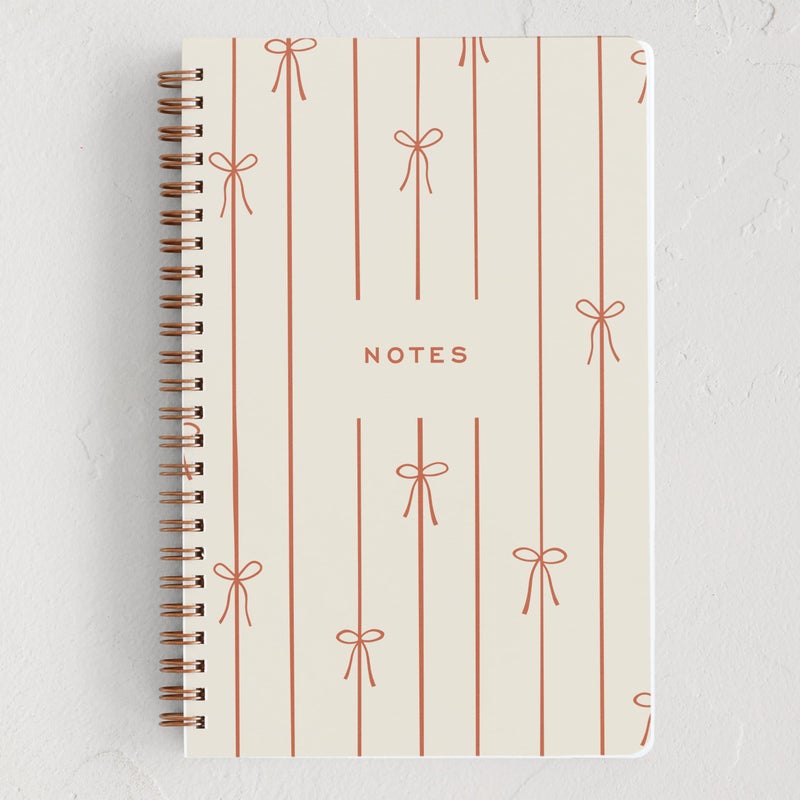 Minted Red Bow Notebook, Writing Journal for Notes & Journaling, Durable Acrylic Free Cover, Modern, Colorful & Simple Spiral Bound Journal Notebook with 80 Lined Pages, 5.5" x 8.5" - Image 1