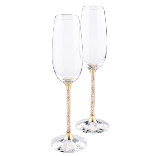 Swarovski Crystalline Golden Shadow Toasting Flutes, Set of 2 - Image 1