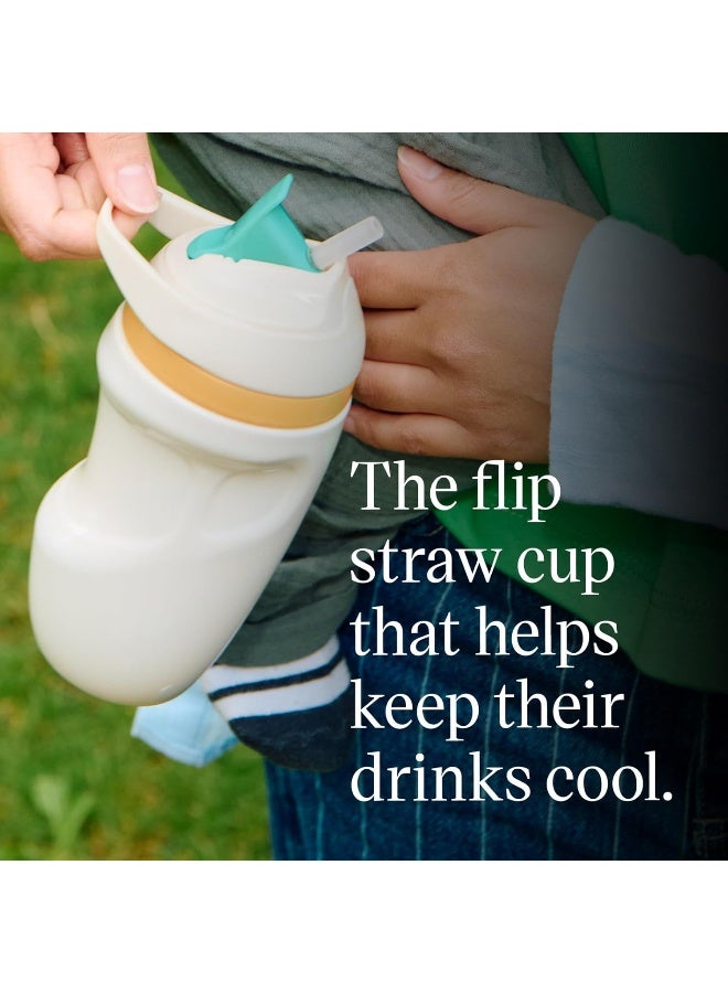 Tommee Tippee Insulated Sporty Spill-Proof Straw Cup, 12 Months+, 9oz, Toddler Training Sippy Cup, Sporty Carry Handle, Bite Resistant Spout, Flip Lid Keeps Straw Clean, Pack of 2, Purple and Orange - Image 3