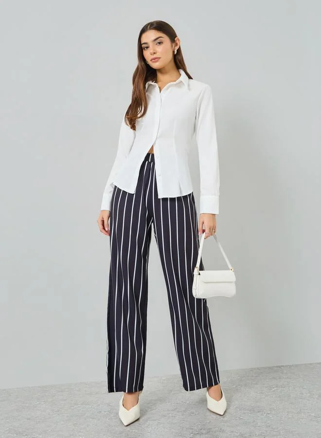 Take Two White Long Sleeve Back Tie-Up Shirt