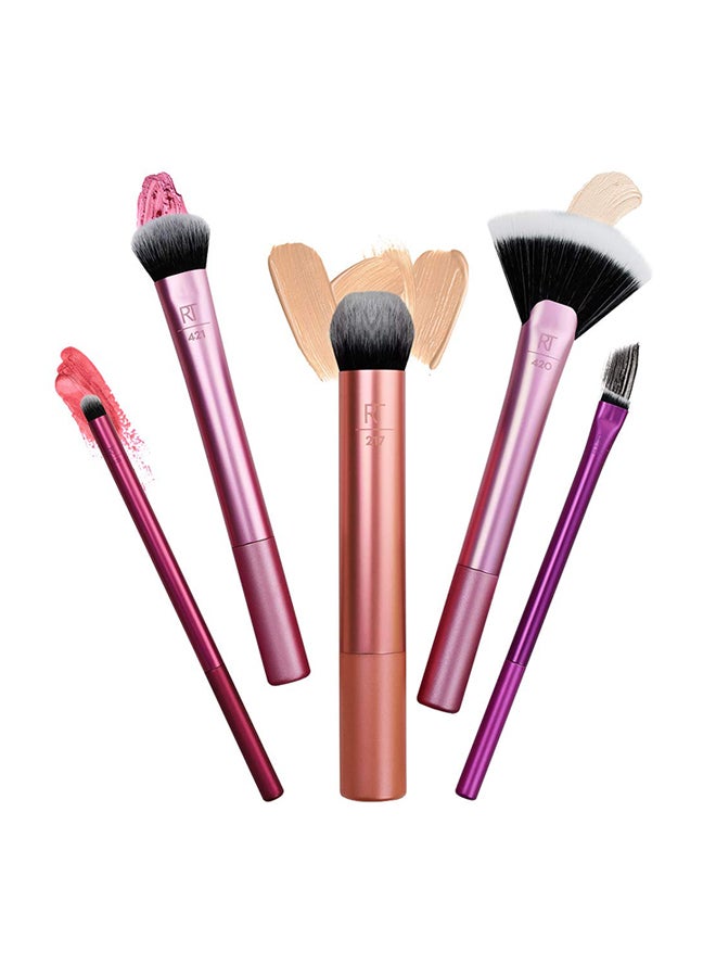 REAL TECHNIQUES 5-Piece Artist Essential Makeup Brush Set Pink/Brown/Black - Image 3