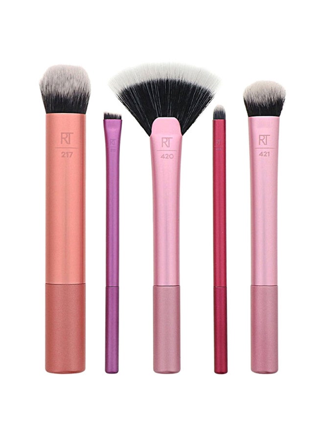 REAL TECHNIQUES 5-Piece Artist Essential Makeup Brush Set Pink/Brown/Black - Image 1
