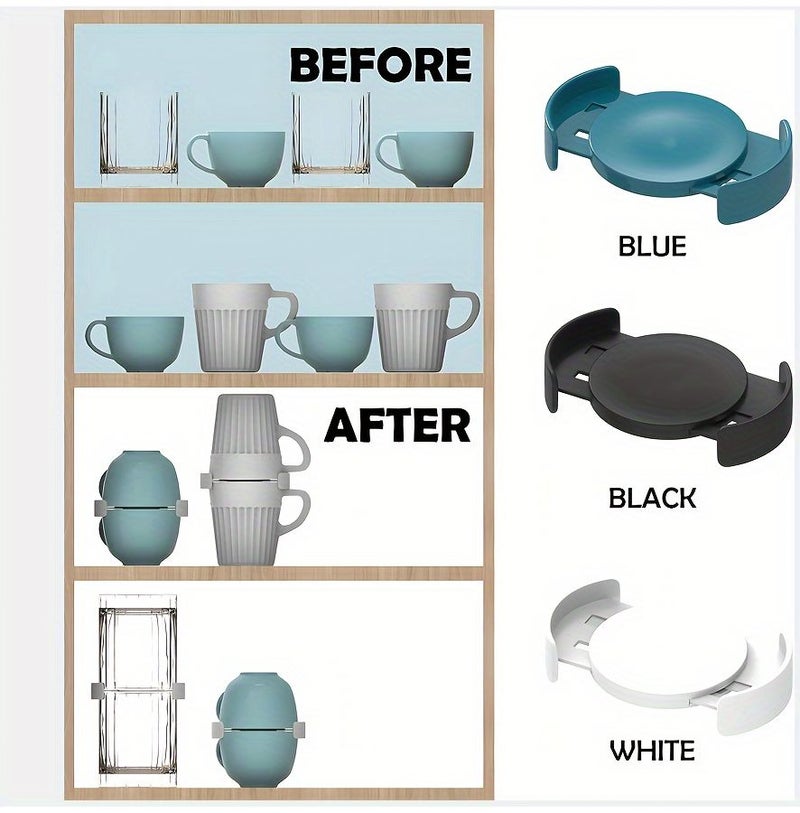 Black 6pcs Coffee Cup Mugs Storage Rack with Stacker for Kitchen Cabinet - Image 5