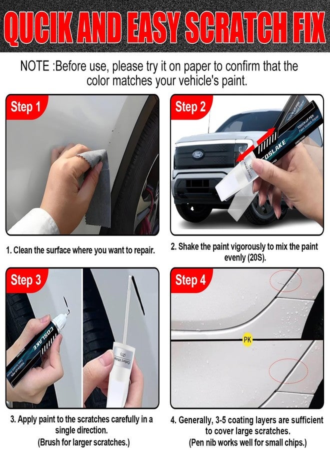 COSLAKE Car Touch Up Paint(Rapid Red Metallic Tinted Clearcoat(D4)) for Ford, Car Paint Scratch Repair Kit, Quick & Easy Solution to Repair, Scratch Remover Pen with 2PCS Disposable Micro Applicators - Image 5