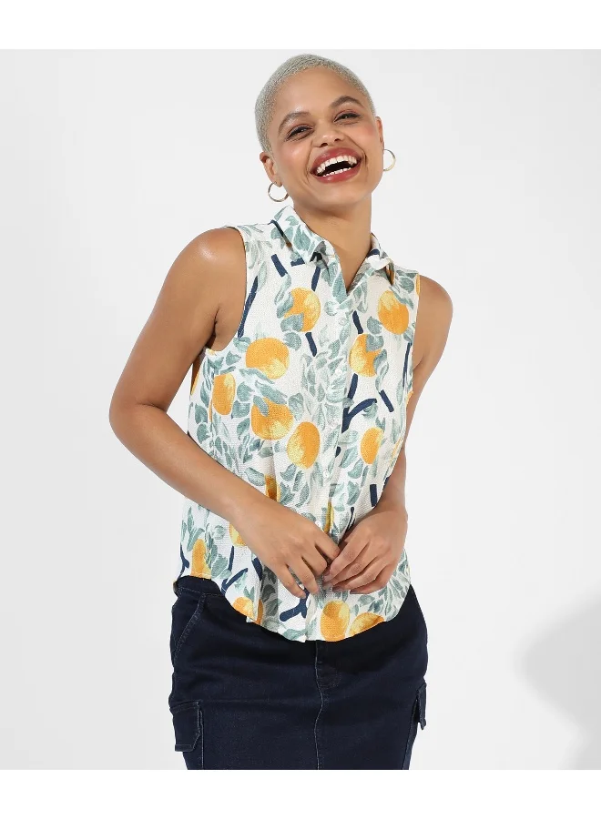 Campus Sutra Women's Multicolour Printed Regular Fit Top