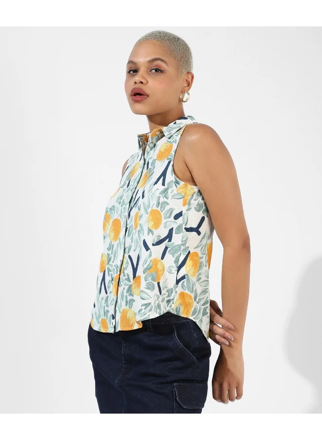 Campus Sutra Women's Multicolour Printed Regular Fit Top