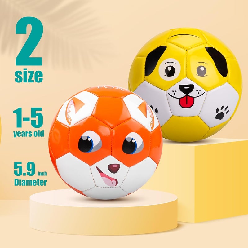 Paokoo Toddler Soccer Ball Size 2 - Soft Kids Soccer Ball 2 Pack for Ages 1-3 3-5 - Cartoon Sports Toys Boys Girls - Small Ball for Indoor/Outdoor Games - Christmas/Birthday/First Gift or Stocking Stuffers - Image 2