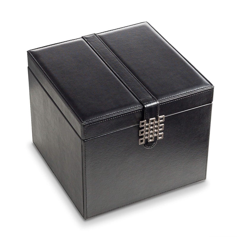 Glenor Co Earring Organizer Holder - 75 Small & 4 Large Slots Classic Jewelry Box with Drawer & Modern Closure, Mirror, 4 Trays Earrings, Ring or Chain Storage - PU Leather Case - Black - Image 4