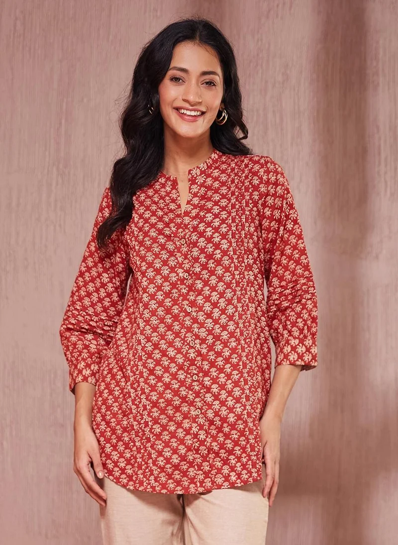 Fabindia Red Cotton Kalamkari Printed Tunic