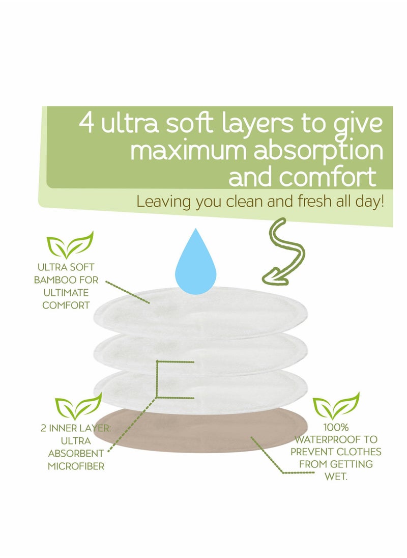 Captaintech Organic Bamboo Nursing Pads 14 Reusable Washable Breastfeeding Pads with Wash Bag Large Size for Maternity  - Image 3