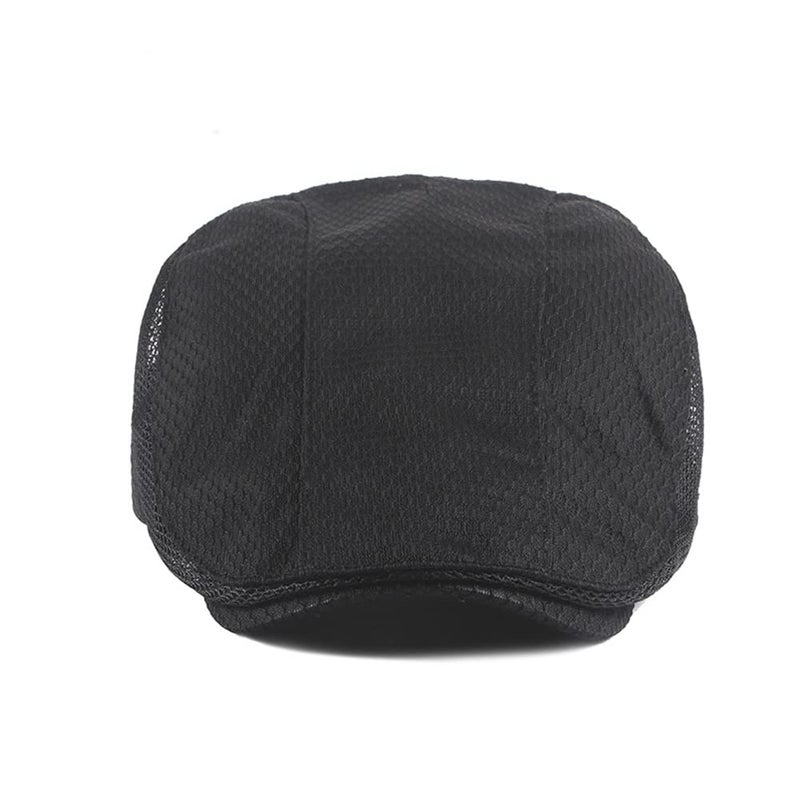 FASHIXD Mens Mesh Flat Caps Light Summer Beret Hat Breathable Newsboy Ivy Cap Cabbie Adjustable (Black) - Image 3