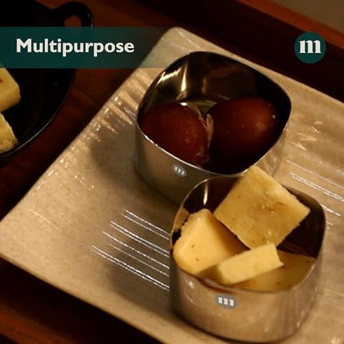 MARU Square Bowls for Kitchen, Stainless Steel Katori Set of 6-200ml Each, Durable Steel Bowls for Kitchen, Serving Bowl Silver Bowl Set - Image 4