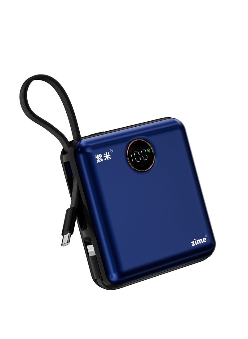 zime باور بانك زيم E28، شاحن محمول سريع الشحن بقوة 22.5 واط مع موصل مدمج وكابل USB-C، 1 USB-C، 1 USB-A، بطارية بسعة 20,000 مللي أمبير لهواتف آيفون 16/15/14/13، سامسونج، هواوي - Image 1