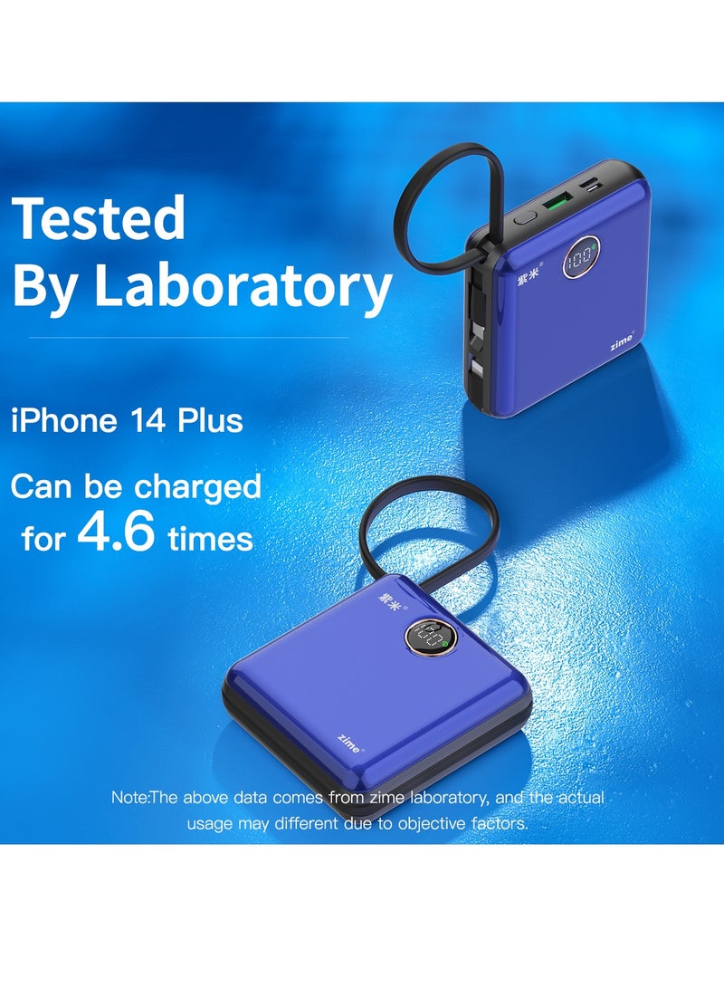 zime باور بانك زيم E28، شاحن محمول سريع الشحن بقوة 22.5 واط مع موصل مدمج وكابل USB-C، 1 USB-C، 1 USB-A، بطارية بسعة 20,000 مللي أمبير لهواتف آيفون 16/15/14/13، سامسونج، هواوي - Image 3