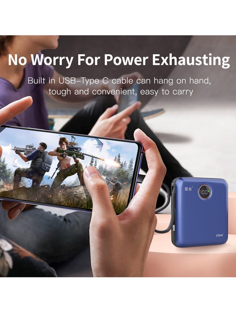 zime باور بانك زيم E28، شاحن محمول سريع الشحن بقوة 22.5 واط مع موصل مدمج وكابل USB-C، 1 USB-C، 1 USB-A، بطارية بسعة 20,000 مللي أمبير لهواتف آيفون 16/15/14/13، سامسونج، هواوي - Image 4