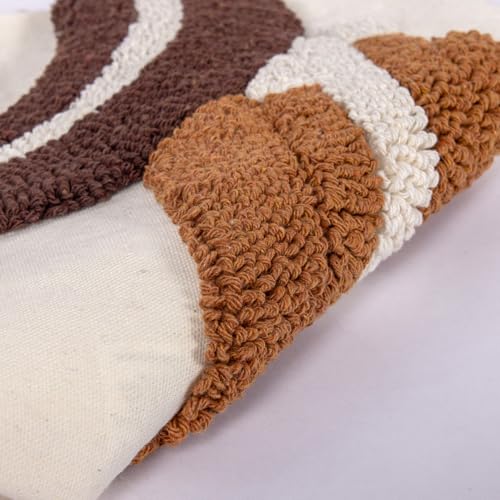 RinRinfam Boho Abstract Tufted Lumbar Pillow Cover 12x 20, Geometric Rainbow Cottagecore Decor Linen Pillow Cushion Case, Neutral Accent Farmhouse Home Decor for Outdoor Couch Bedroom Car Brown - Image 4