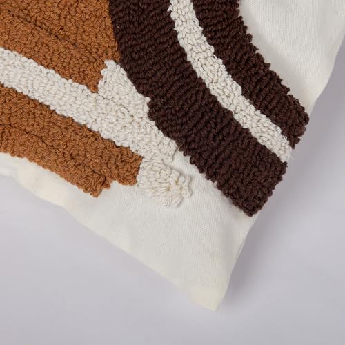RinRinfam Boho Abstract Tufted Lumbar Pillow Cover 12x 20, Geometric Rainbow Cottagecore Decor Linen Pillow Cushion Case, Neutral Accent Farmhouse Home Decor for Outdoor Couch Bedroom Car Brown - Image 3