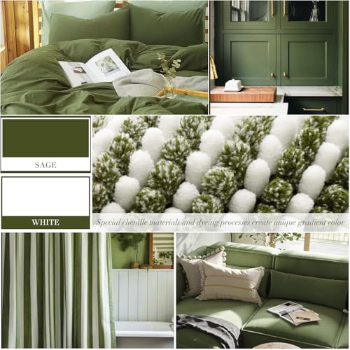 BSICPRO Bathroom Rugs and Mats Sets, 2 Piece Thick Absorbent Chenille Bath Mat Rug Set Non Slip, Soft Shaggy Bath Room Floor Mats for Bathroom, Machine Washable (Sage, 20" x 47" Plus 16" x 24") - Image 3