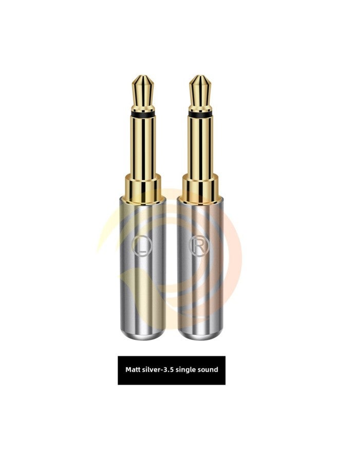 Magpie Sound Square 2.5mm Mono/3.5mm Mono/stereo/four-section Balance Plug With Left And Right Logo-Color:Mute Silver 3.5 Mono  - Image 1