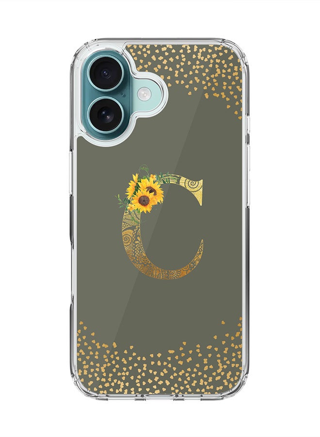 Stylizedd For iPhone 16 Case [Compatible with MagSafe] Slim Magnetic cover Clear Phone Case - Custom Monogram Mandala Floral- C (Olive Green ) - Image 1